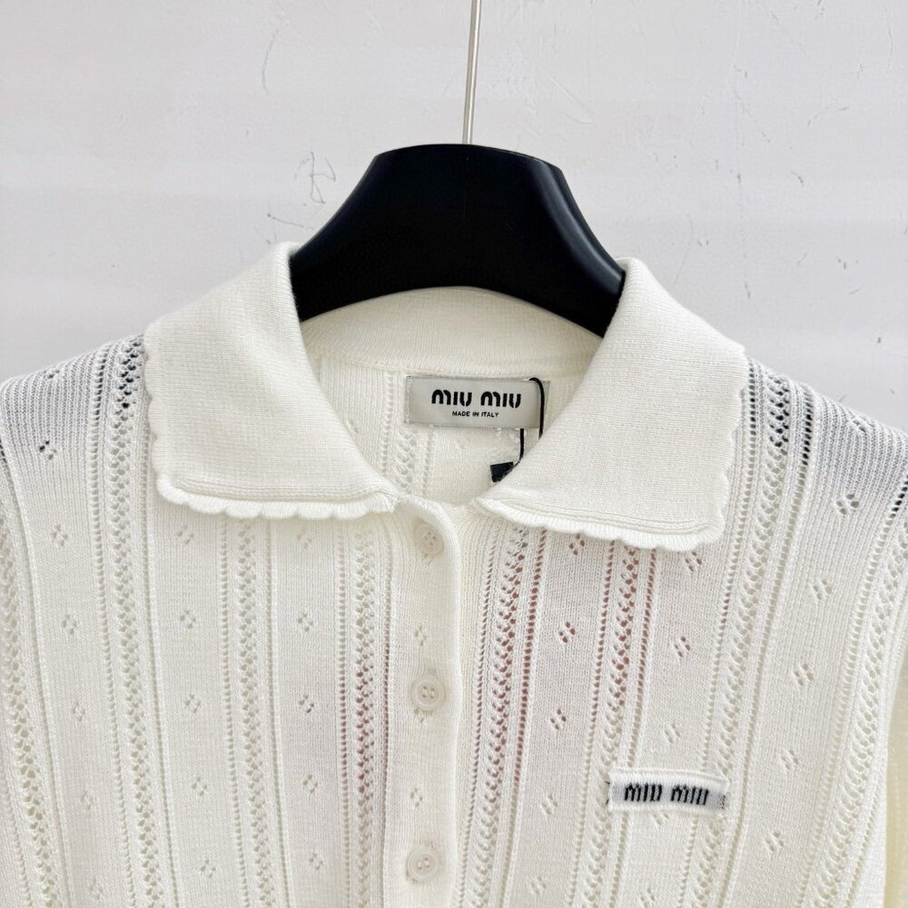 MIU MIU Solid Color Collared Button-Down Straight… - image 2